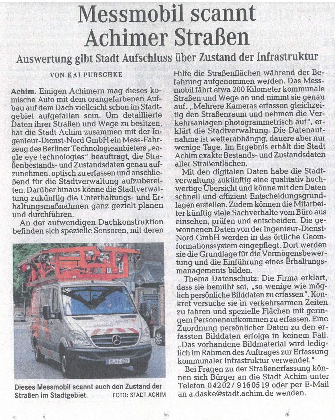 Straßenkataster in Achim - IDN - Referenz - Preseebericht